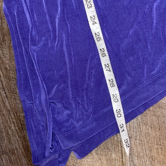 Chico’s Travelers Collection Slinky Purple Asymmetrical Tunic Top size 2 (L/12) - Picture 14 of 15